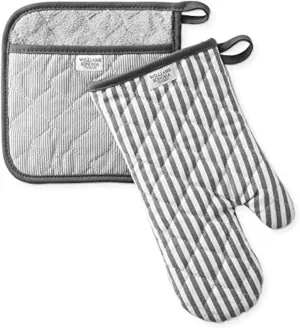 Williams-Sonoma Bay Stripe Oven Mitt & Potholder Set, Drizzle Grey