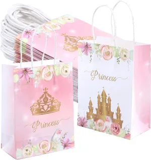 Winoo Design Princess Gift Bags with Handles - 16 PK - Princess Paper Bags for Princess Party Decorations Decor, Birthday Party Supplies