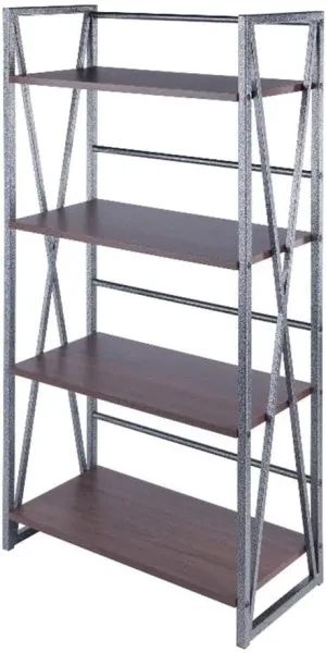 Winsome Wood Isa 4-Tier Shelf, Graphite and Walnut