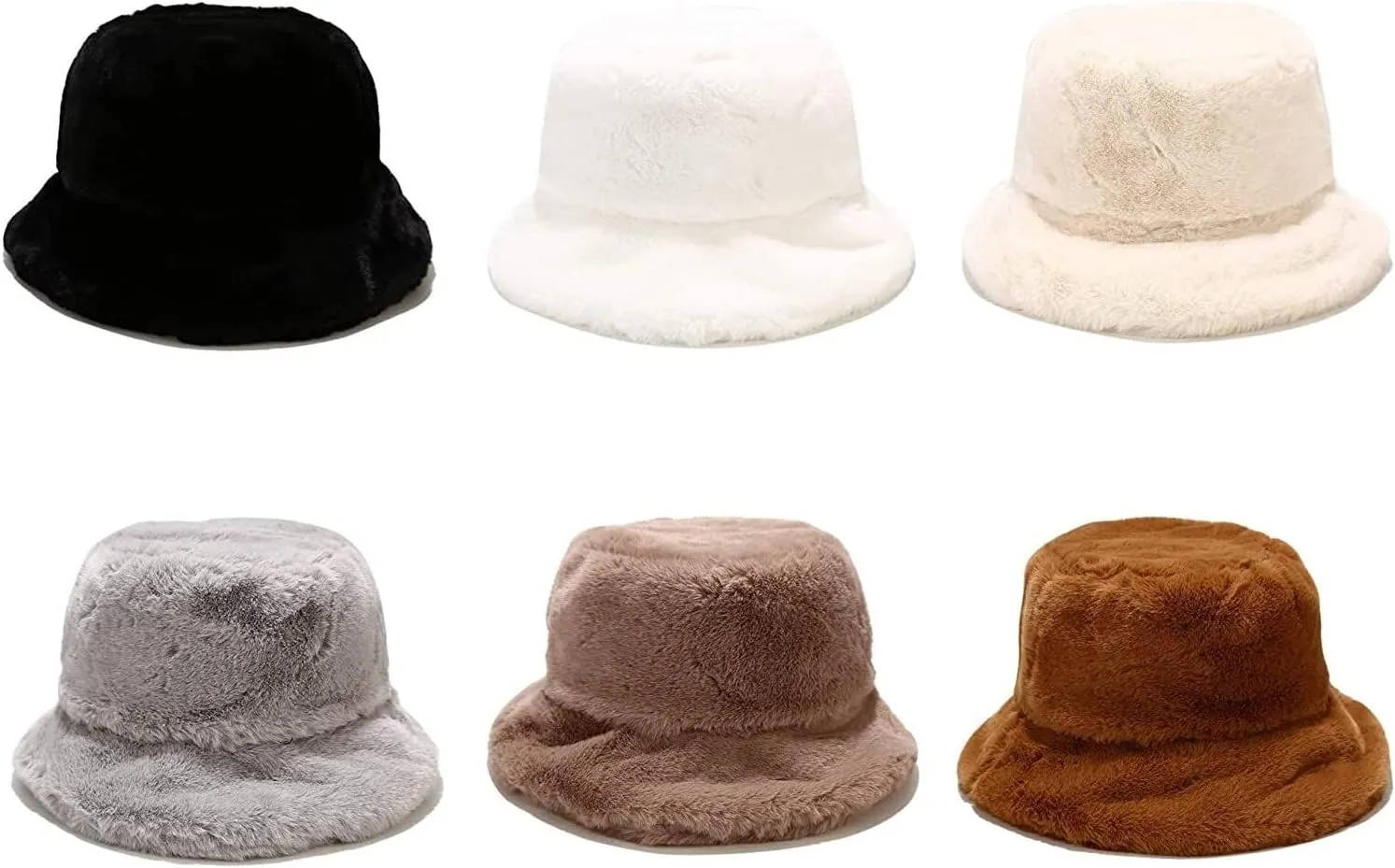 Winter Faux Fur Furry Bucket Hat Fluffy Fuzzy Warm Hat Plush Fisherman Hat for Women Men Teens Girls