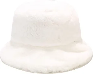 Winter Faux Fur Furry Bucket Hat Fluffy Fuzzy Warm Hat Plush Fisherman Hat for Women Men Teens Girls