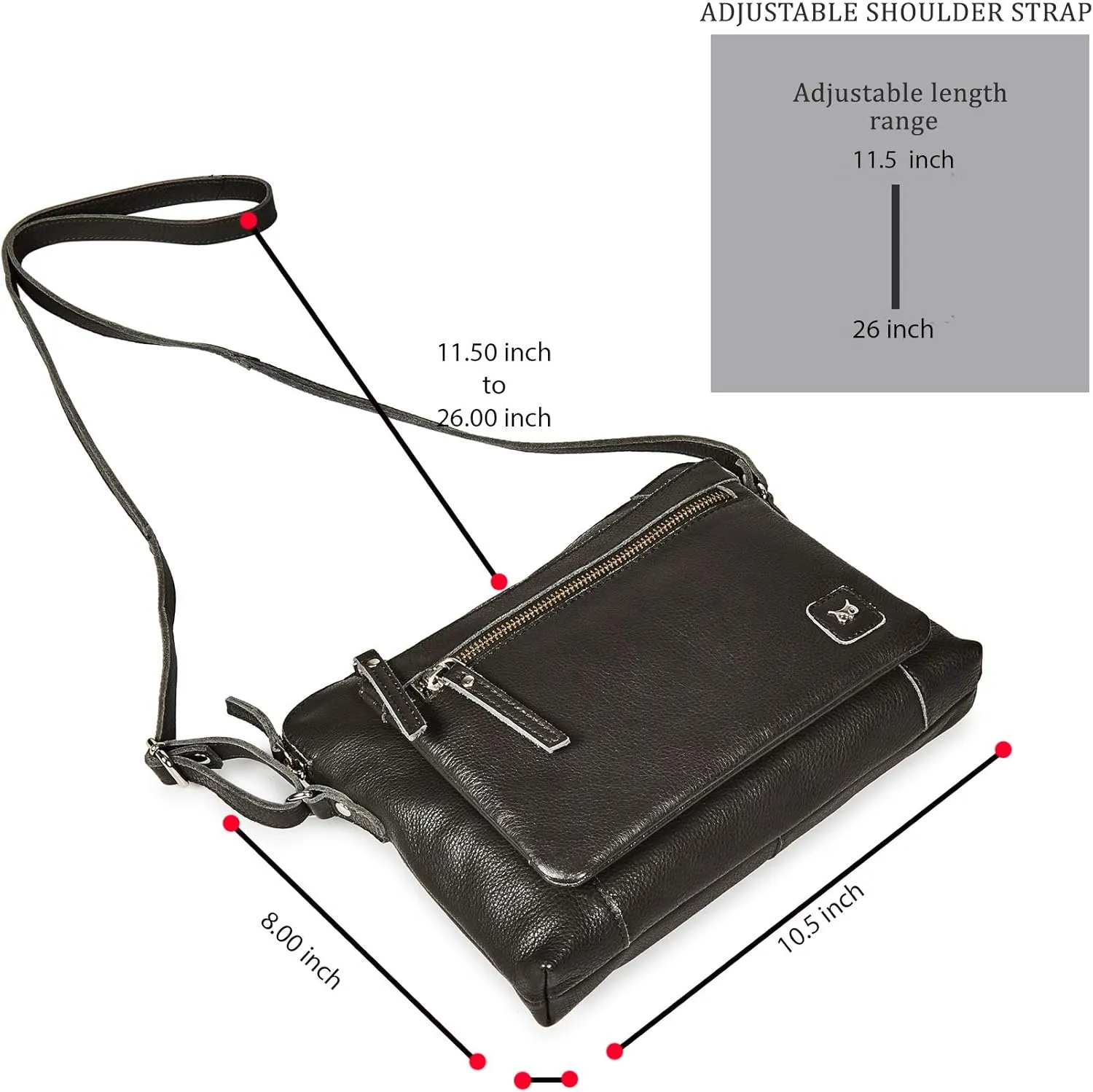 Wise Owl Accessories Small Soft Pebbled Real Leather Crossbody Handbags Purses Sling Crossover Shoulder Bag