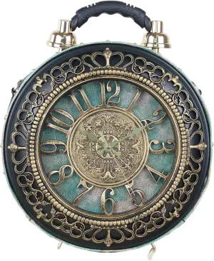 Women Classic Retro Clock Shaped Crossbody Shoulder Bag Handbag PVC Unique Novelty Clock Purse