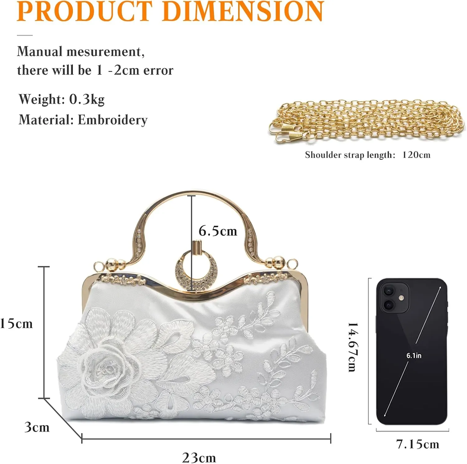 Women Evening Bag Floral Embroidery Clutch Bag Vintage Handbag Bridal Wedding Purse Elegant Shoulder Bag