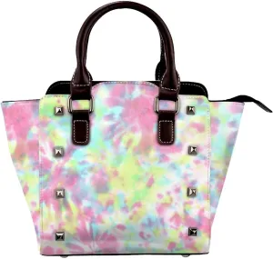 Women Fashion Tote Bag PU Leather Rivet Studded Ladies Purse Shoulder Bag Satchel Work Shopping Bag