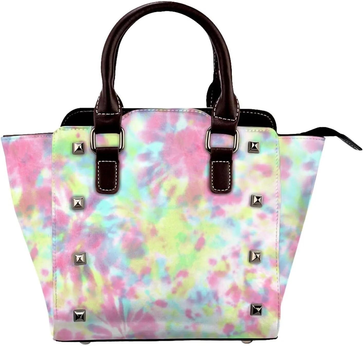 Women Fashion Tote Bag PU Leather Rivet Studded Ladies Purse Shoulder Bag Satchel Work Shopping Bag