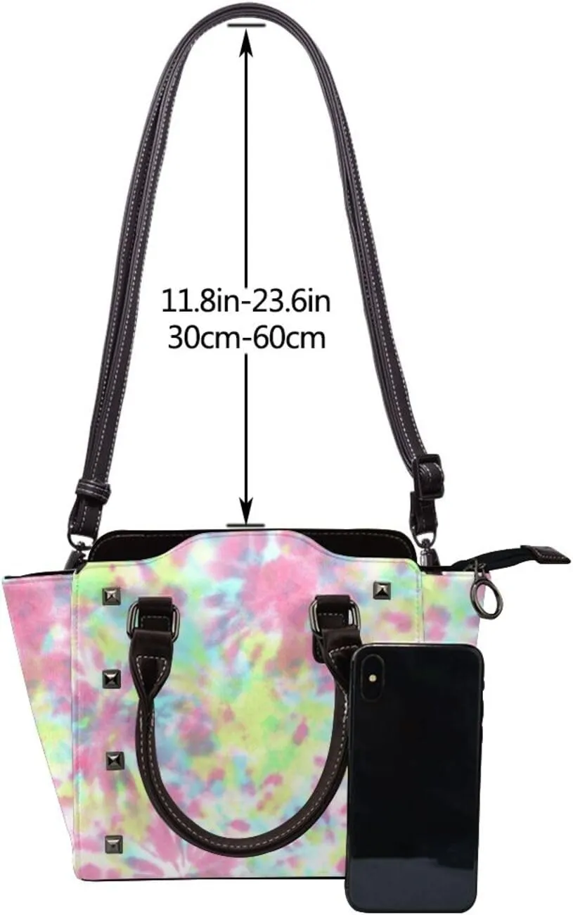 Women Fashion Tote Bag PU Leather Rivet Studded Ladies Purse Shoulder Bag Satchel Work Shopping Bag