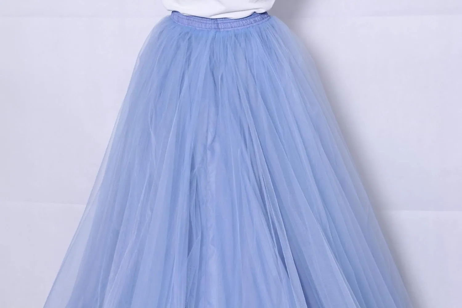 Women Wedding Long Maxi Tulle Skirt Floor Length with Long Train Bridal Overskirt