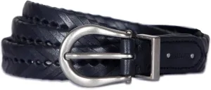 Women's 22MM Woven Leather Belt, Adjustable & Perfect for Pants, Black, X-Small-Small