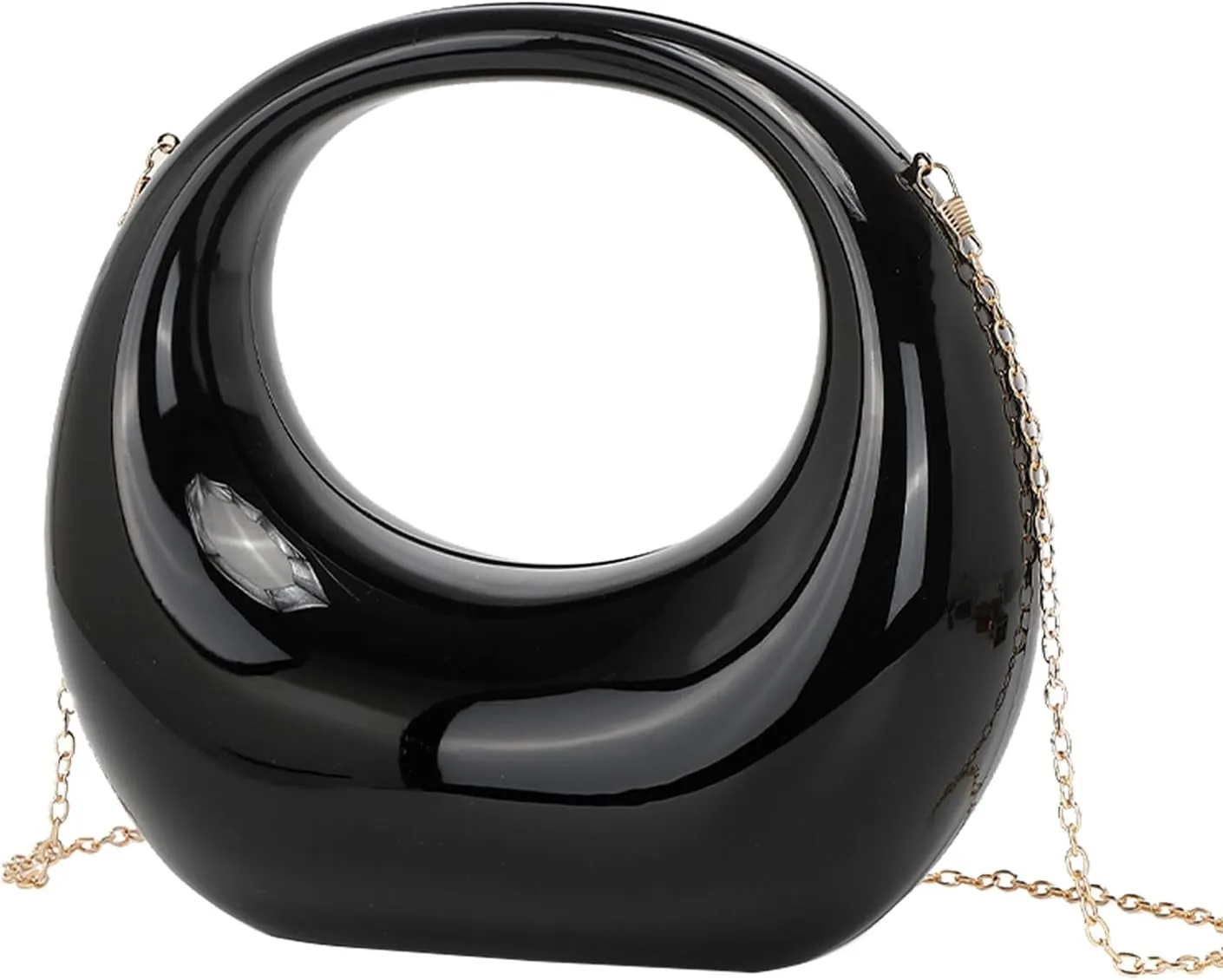 Women's Acrylic Handheld Moon Bag Fashionable And Personalized Metal Evening Handbag Elegant Evening Shoulder Bag
