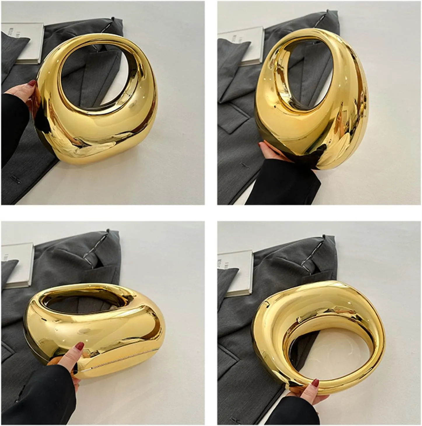Women's Acrylic Handheld Moon Bag Fashionable And Personalized Metal Evening Handbag Elegant Evening Shoulder Bag