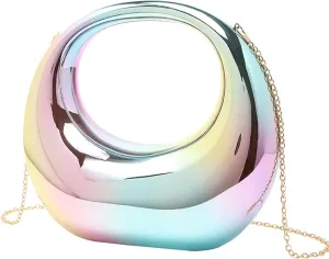 Women's Acrylic Handheld Moon Bag Fashionable And Personalized Metal Evening Handbag Elegant Evening Shoulder Bag