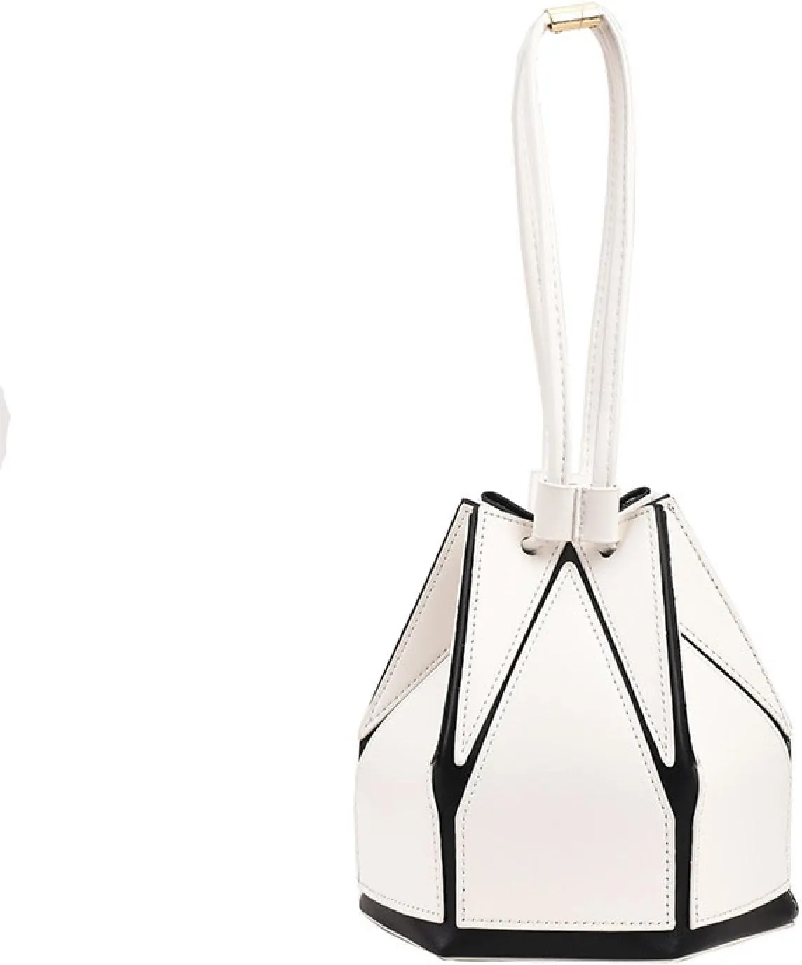 Women's Black With White Contrast Contemporary Bucket Cross-Body Handbag, 16*16*18(cm), Zippered Stash Pocket
