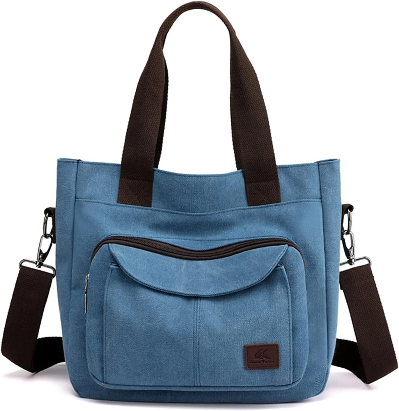 Women's Canvas Top Handle Handbag Stylish Multi-pocket Shoulder Tote Purse Work Crossbody Bags (Grey) One Size