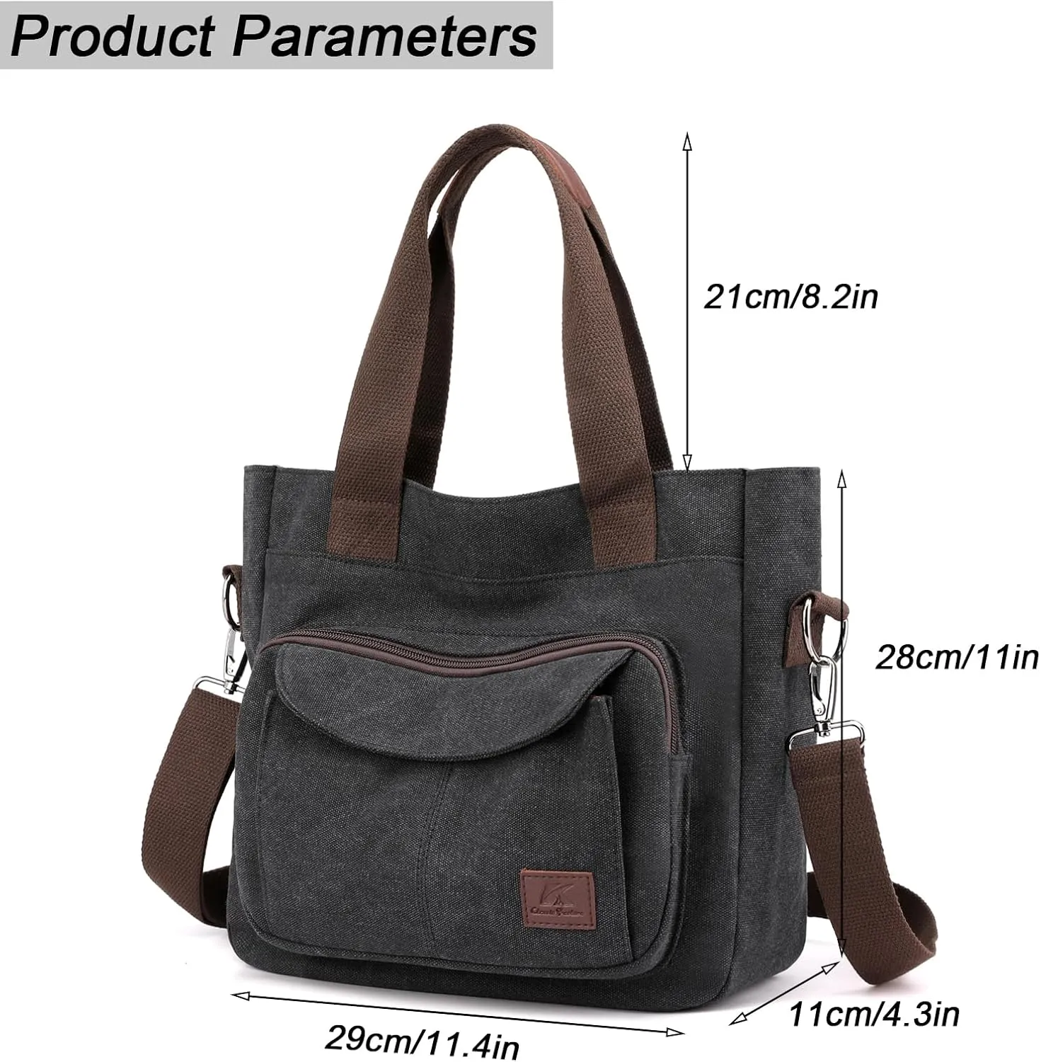 Women's Canvas Tote Purse Casual Shoulder Crossbody Bags Small Handbag, Multi-pocket Top Handle Work Bag