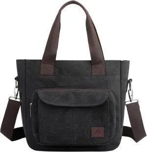 Women's Canvas Tote Purse Casual Shoulder Crossbody Bags Small Handbag, Multi-pocket Top Handle Work Bag