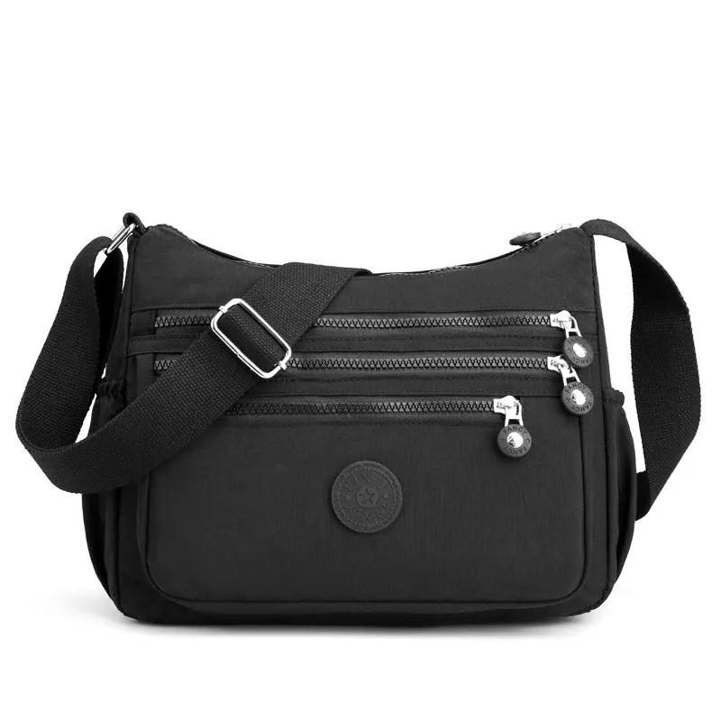 Women's Cosmetics Washed Cloth Solid Color Zip Crossbody Bags