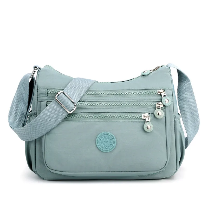 Women's Cosmetics Washed Cloth Solid Color Zip Crossbody Bags