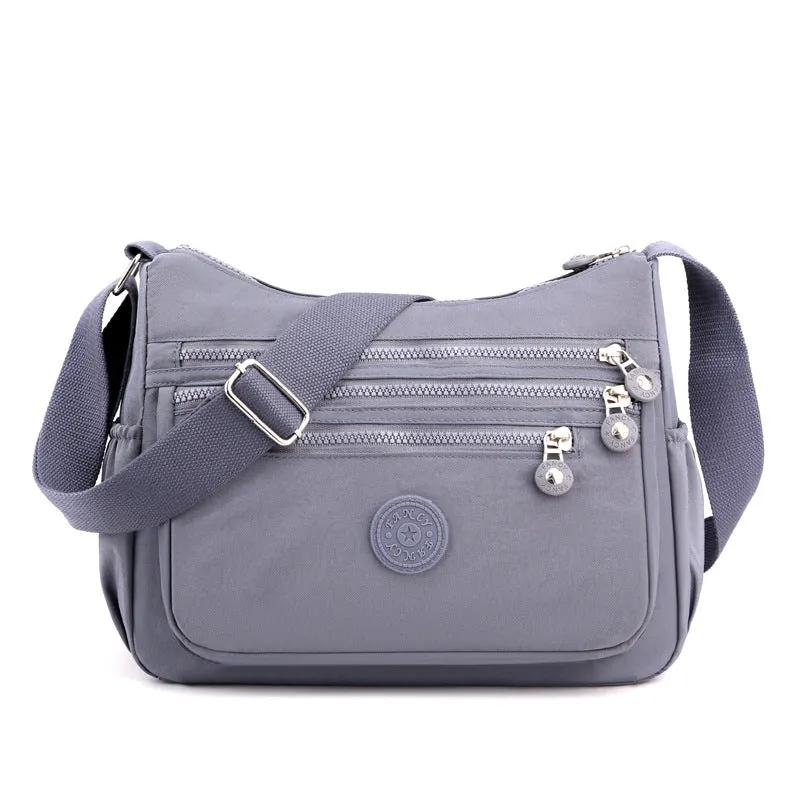Women's Cosmetics Washed Cloth Solid Color Zip Crossbody Bags