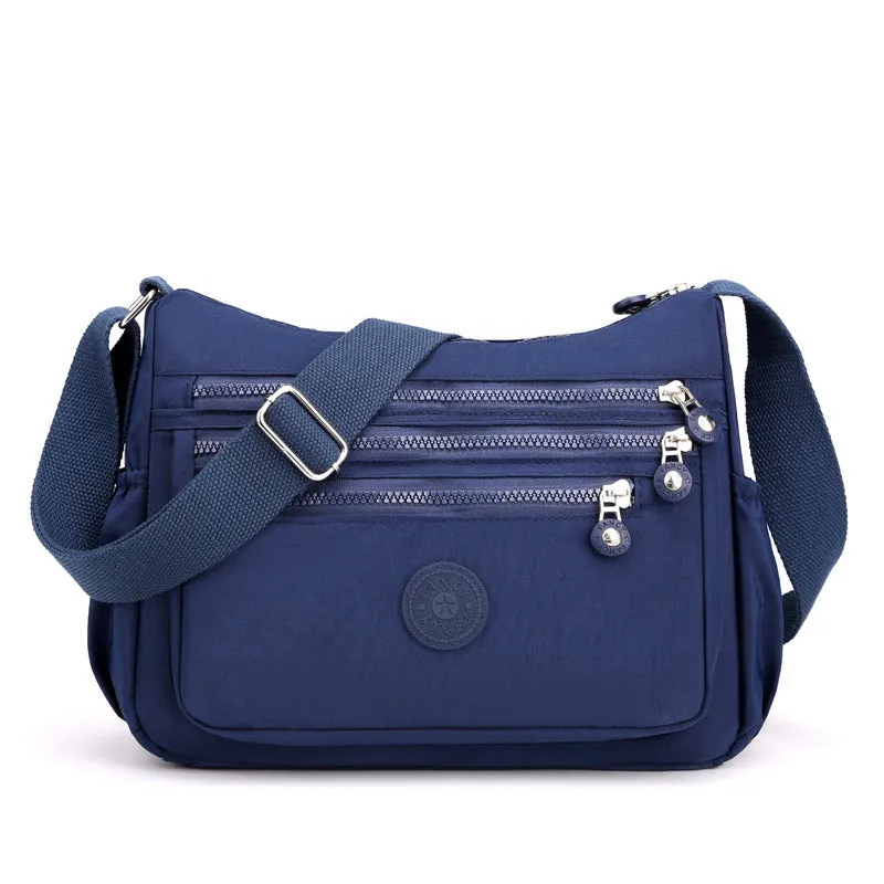 Women's Cosmetics Washed Cloth Solid Color Zip Crossbody Bags