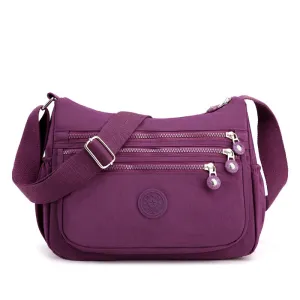 Women's Cosmetics Washed Cloth Solid Color Zip Crossbody Bags