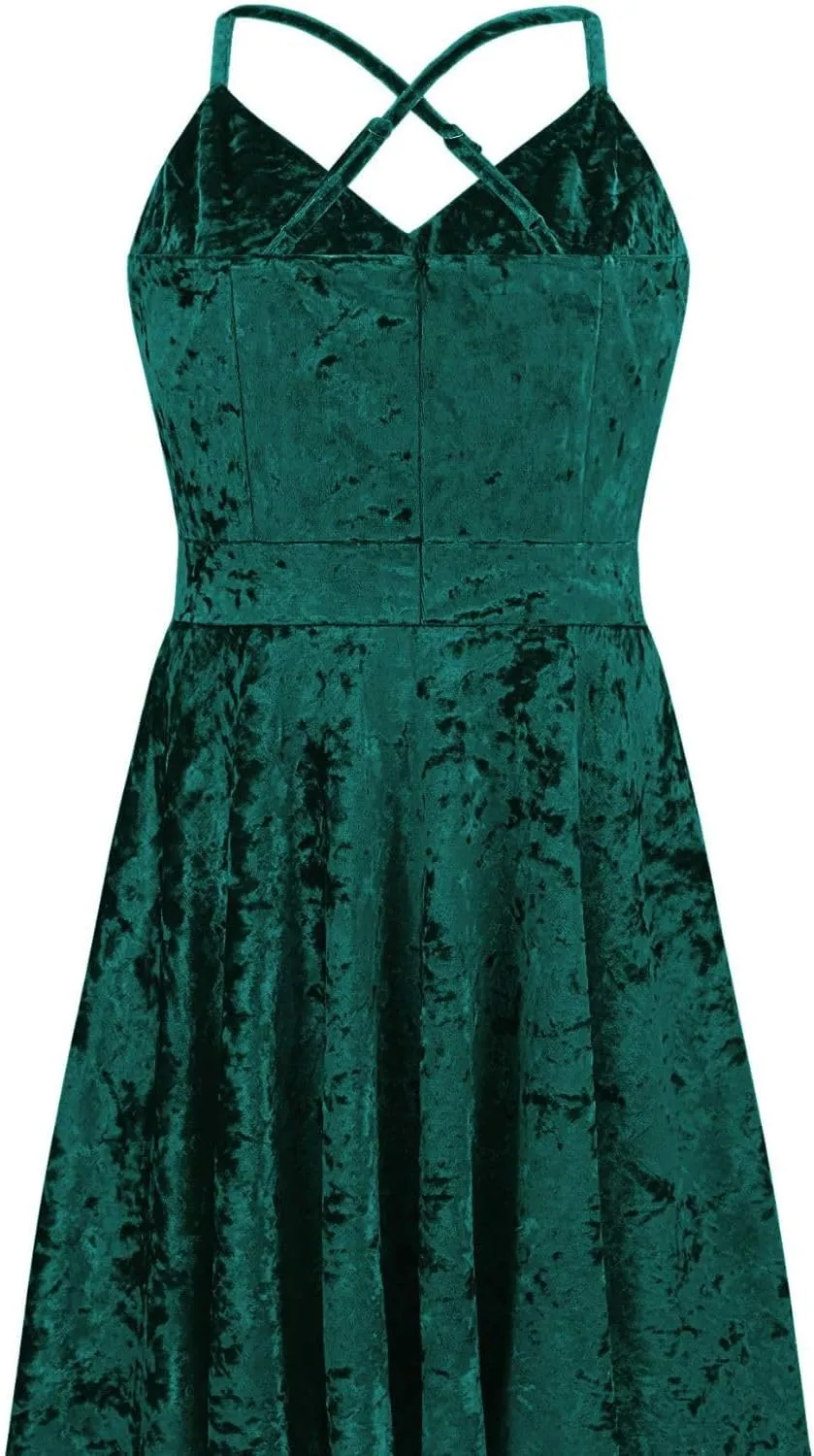 Women's Crushed Birthday Club Dress Casual Vintage Sundress a Line HOCO Midi Dress