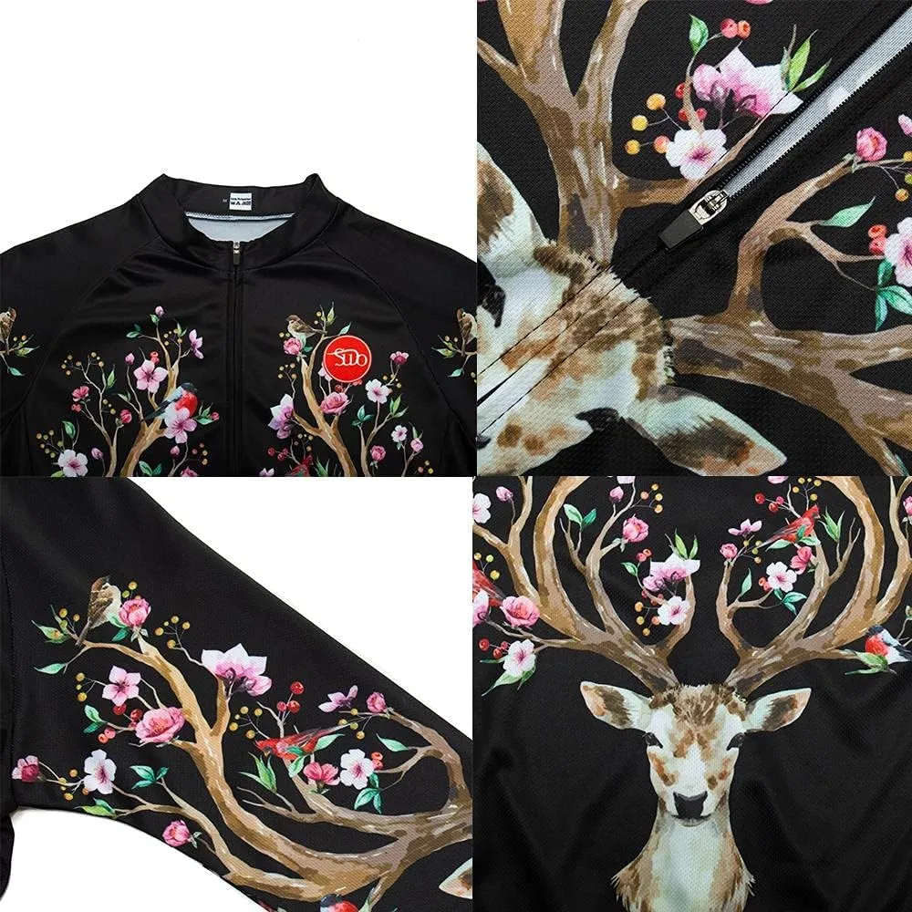 Women's Cycling Clothing Set Long Sleeve Road Bike Shirt Cycling Jersey Bicycle Pants with Gel Padded
