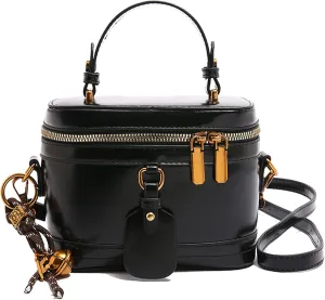 Women'S Elegant Minimalist Handbag Bucket Bag With Bell Fashion Vintage Pu Box Shape Handbag Crossbody Shoulder