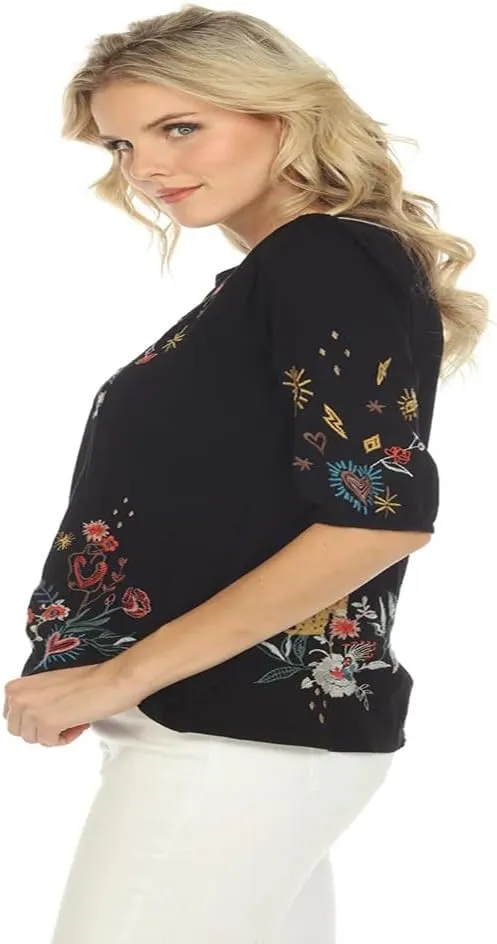 Women's Embroidered Puff Sleeve Tee