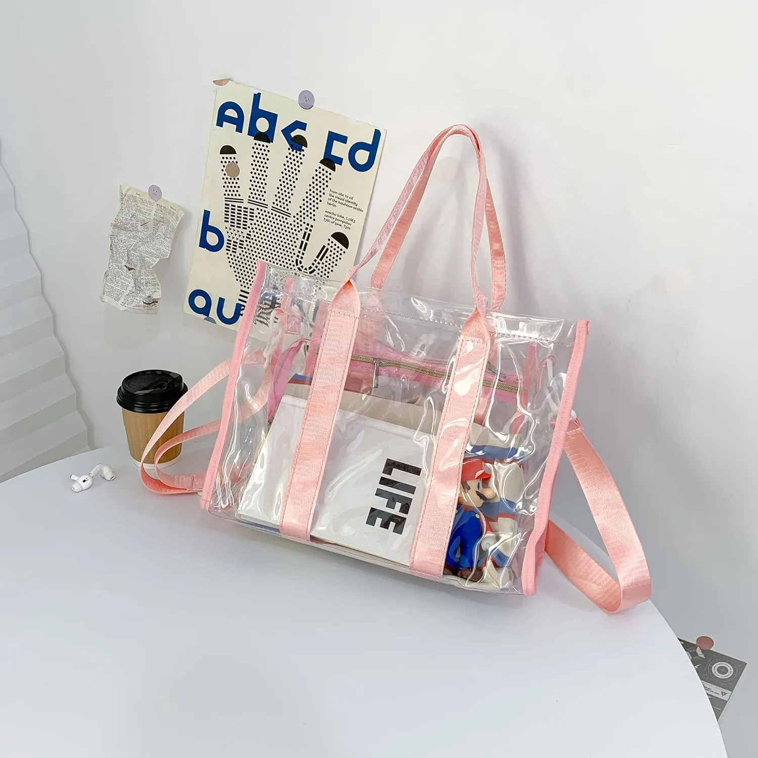 Women's Fashion Shoulder Cross Bag PVC Transparent Beach Bag Large Capacity Can Store Daily Necessities