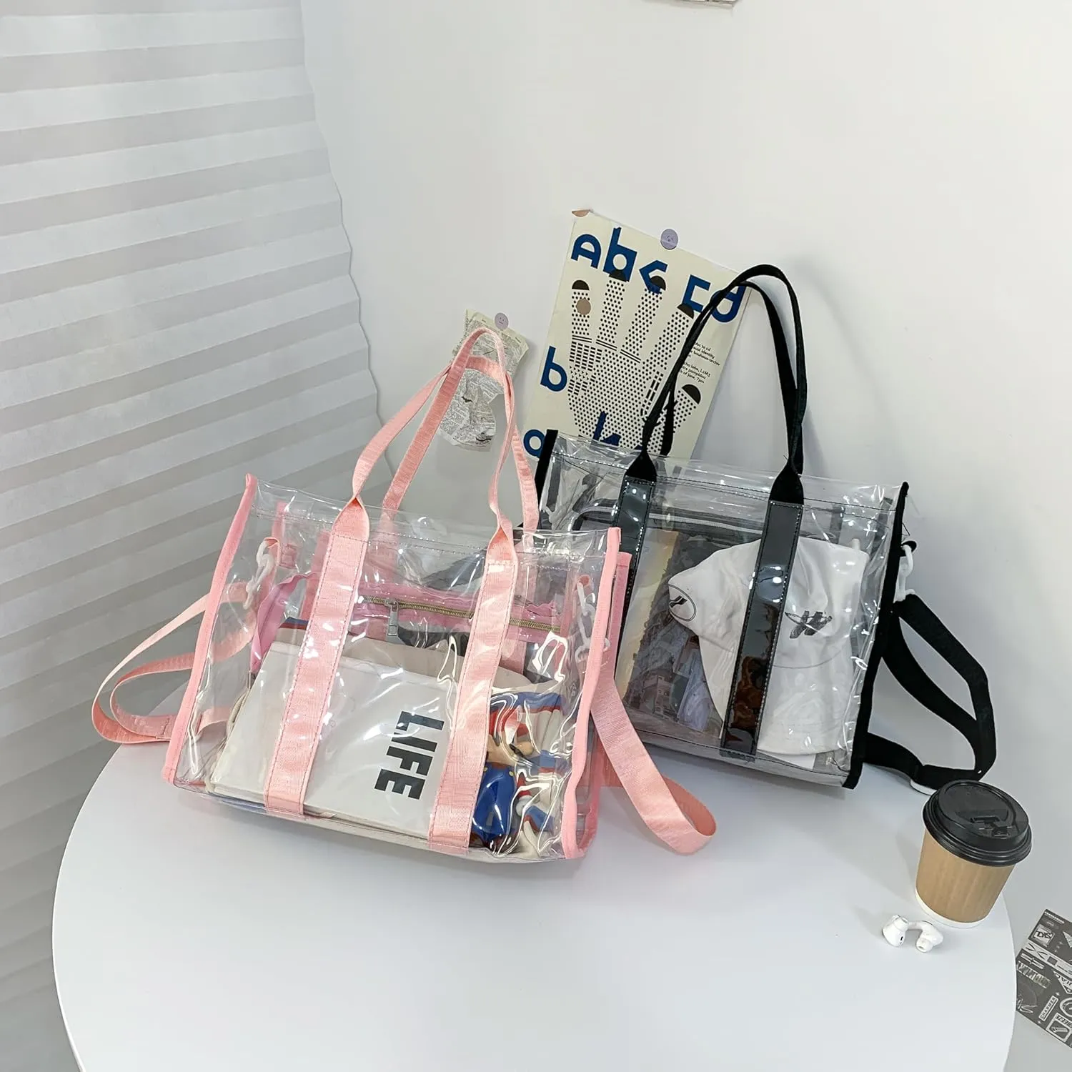 Women's Fashion Shoulder Cross Bag PVC Transparent Beach Bag Large Capacity Can Store Daily Necessities