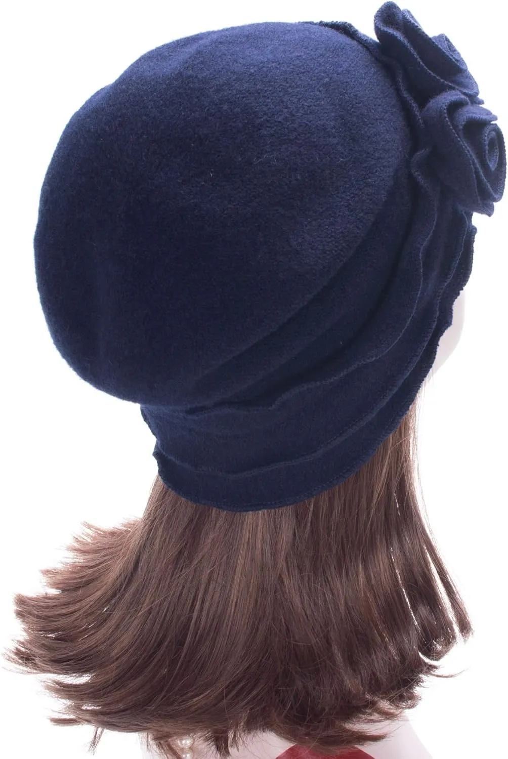 Womens Gatsby 1920s Winter Wool Cap Beret Beanie Crochet Bucket Flower Hat A285