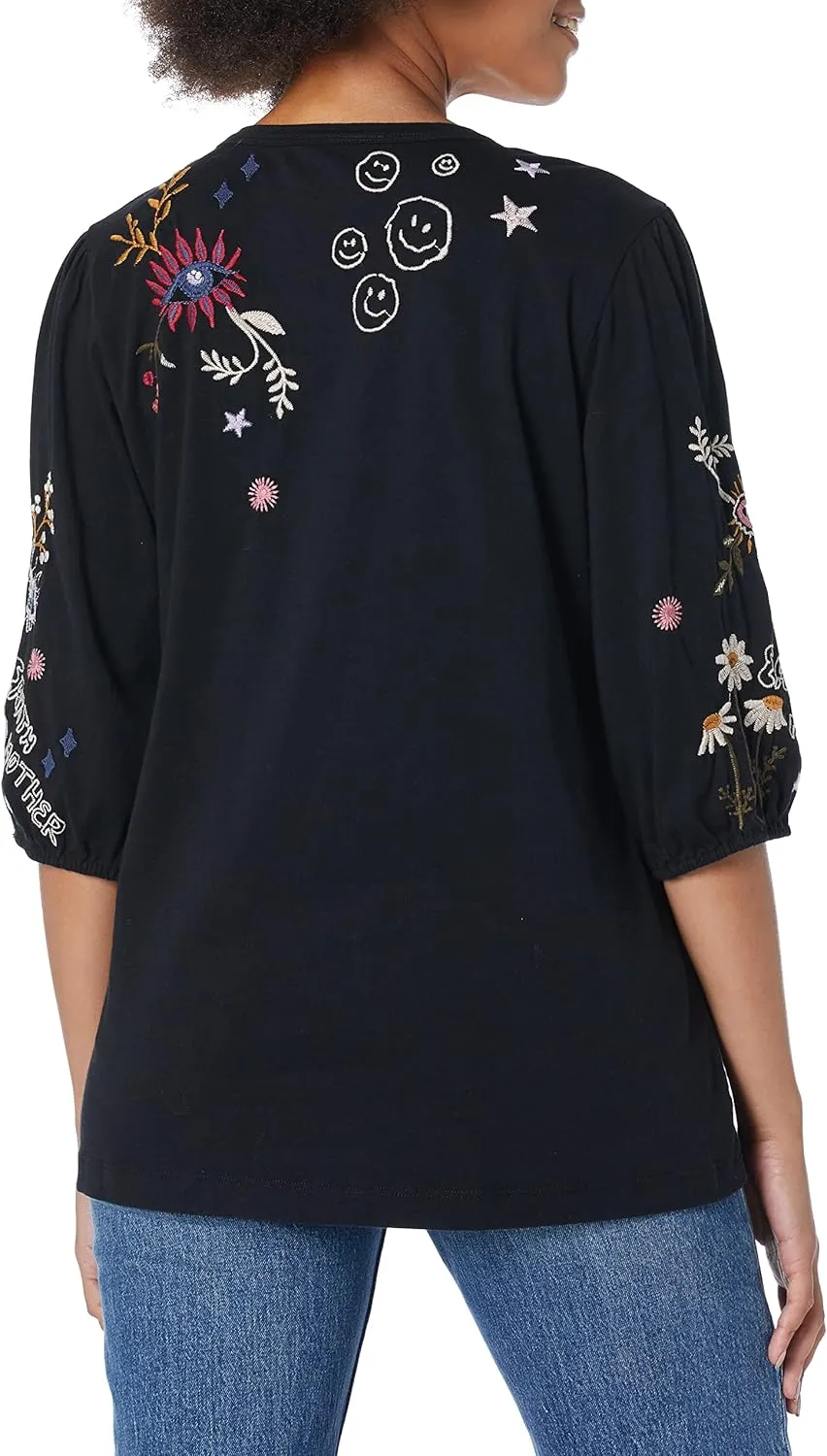Women's Puff Sleeve Embroidered Tee