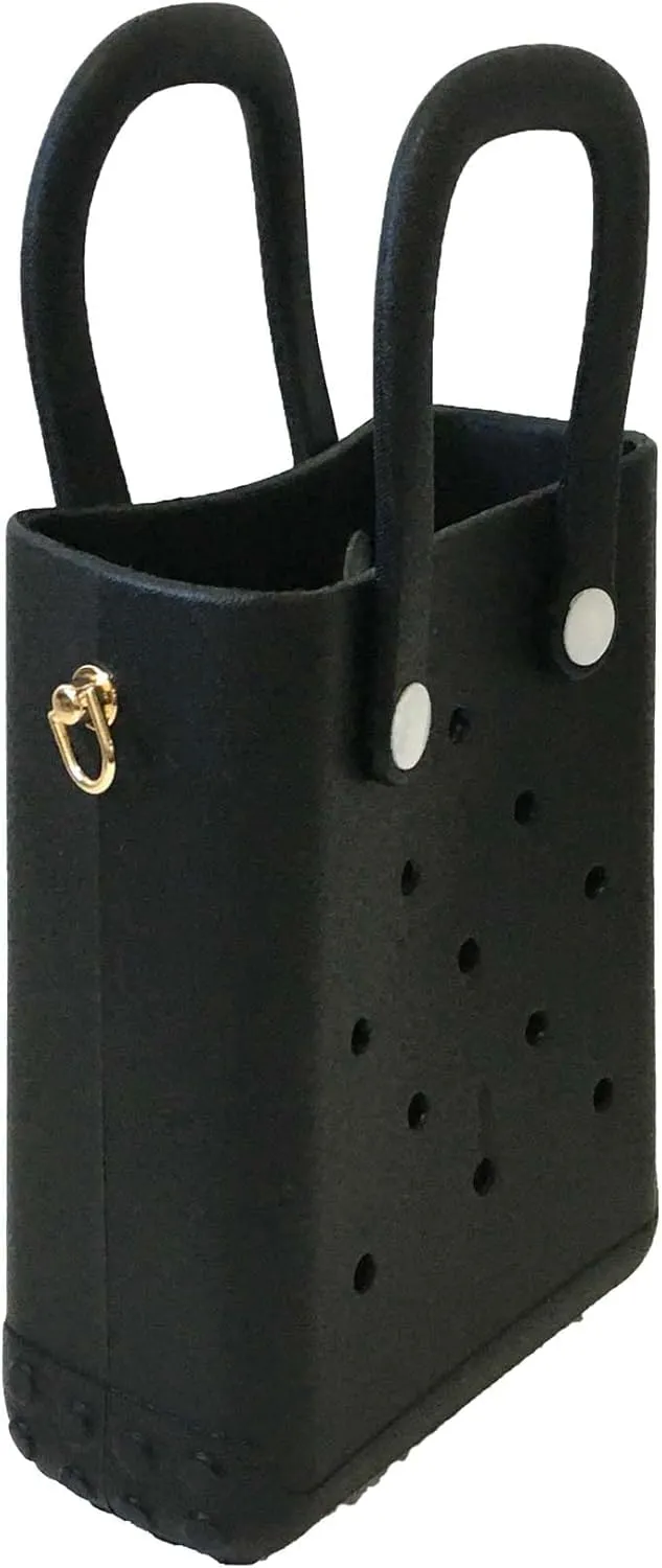 Women's Reva Silicone Mini Bucket Tote Crossbody Bag (Black)