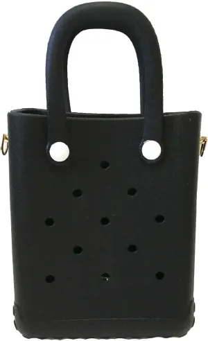 Women's Reva Silicone Mini Bucket Tote Crossbody Bag (Black)
