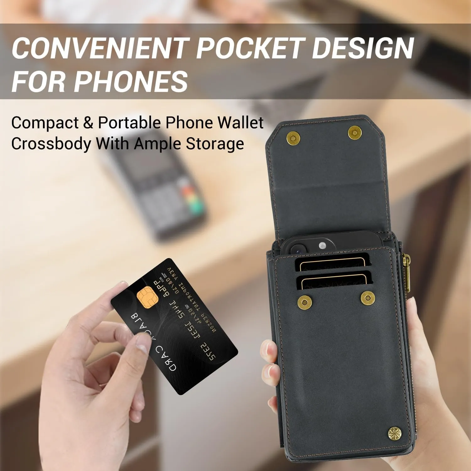 Women's RFID Crossbody Phone Bag, Crossbody Cell Phone Wallet - Adjustable straps Bag with 8 Card Slots & ZipperSlot