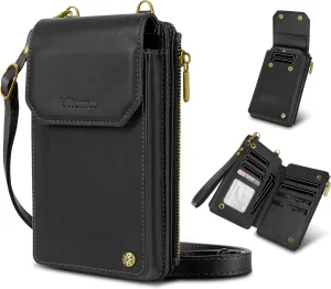 Women's RFID Crossbody Phone Bag, Crossbody Cell Phone Wallet - Adjustable straps Bag with 8 Card Slots & ZipperSlot