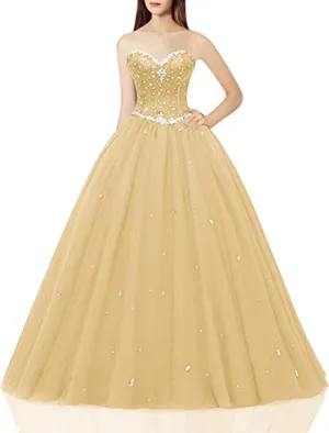 Women's Sweetheart Ball Gown Tulle Quinceanera Dresses Prom Dress