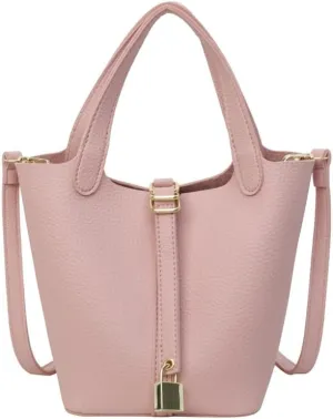 Women's Synthetic Leather Handbags Bucket Type Shoulder Bags Adjustable Crossbody Bag Latch Purses