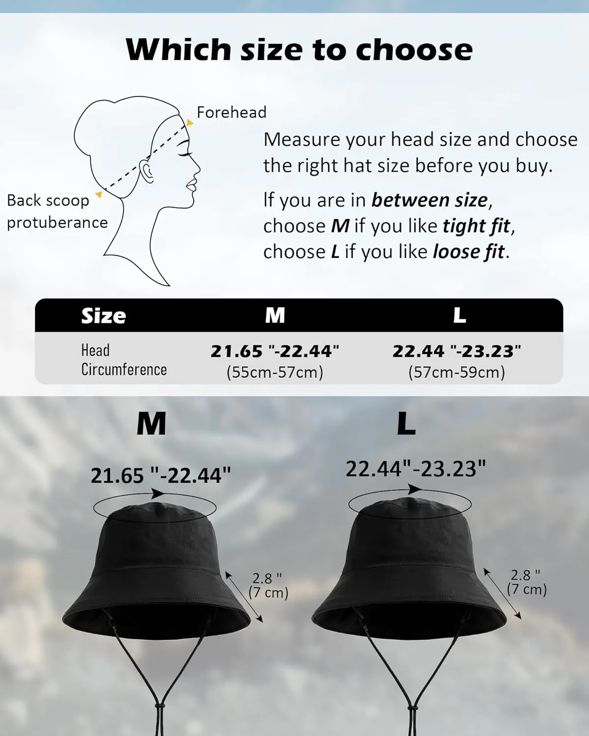 Womens Waterproof Bucket Sun Hat UPF 50  Outdoor Beach Boonie Floppy Rain Hat for Men Fishing Hiking Safari Cap with Strings
