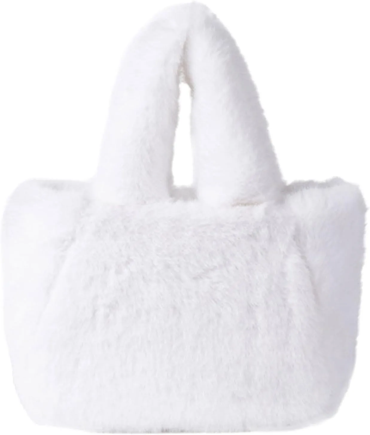 Women's Winter Casual Faux Furs Furry Small Shoulder Bucket Bag Solid Color Plush Crossbody Satchel Fuzzy Handbag Purse