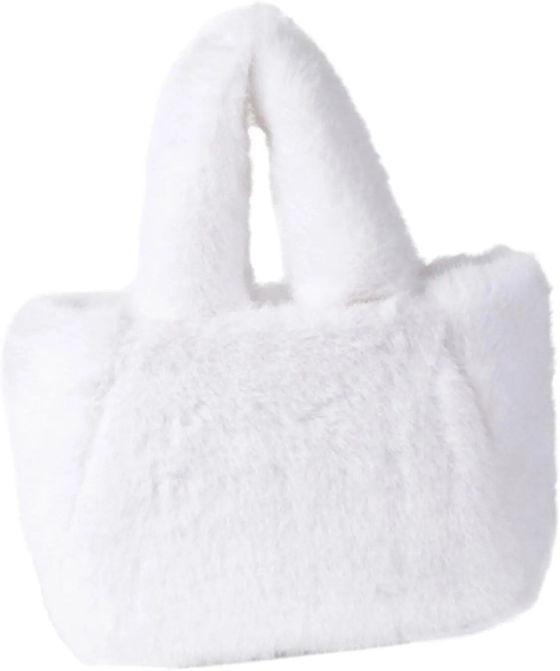 Women's Winter Casual Faux Furs Furry Small Shoulder Bucket Bag Solid Color Plush Crossbody Satchel Fuzzy Handbag Purse
