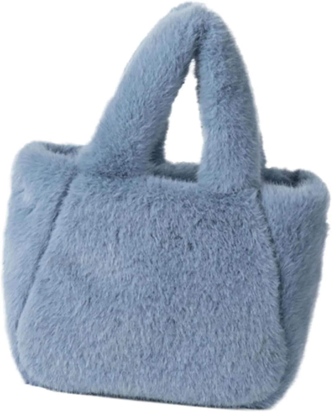 Women's Winter Casual Faux Furs Furry Small Shoulder Bucket Bag Solid Color Plush Crossbody Satchel Fuzzy Handbag Purse