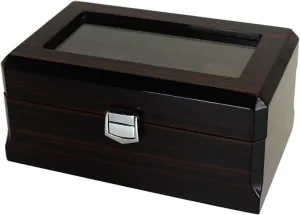 Wooden Watch Box, 3 Slots Watch Case with Pillow, Classic Glass Topped Wooden Watch Display Case Watch Organizer (D 1)