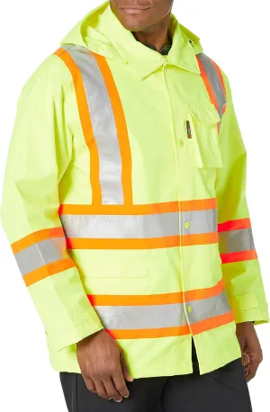 Work King Men's Hi-Vis Safety Rain Jacket, Fluorescent Yellow, 2XL
