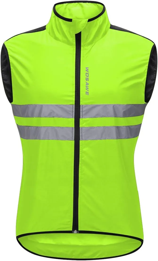 WOSAWE Men's High Visibility Cycling Wind Jacket Water Resistance Reflective Windbreaker