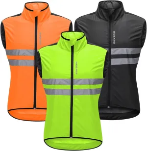 WOSAWE Men's High Visibility Cycling Wind Jacket Water Resistance Reflective Windbreaker