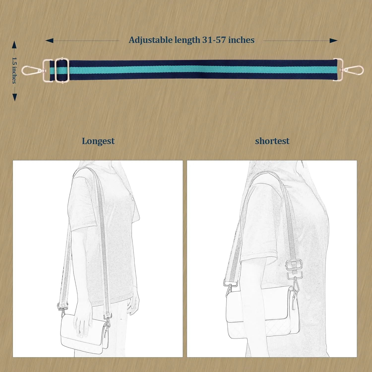 Woven Stripe Purse Straps,Replacement Crossbody Wide Shoulder Adjustable Strap for Bag Handbags