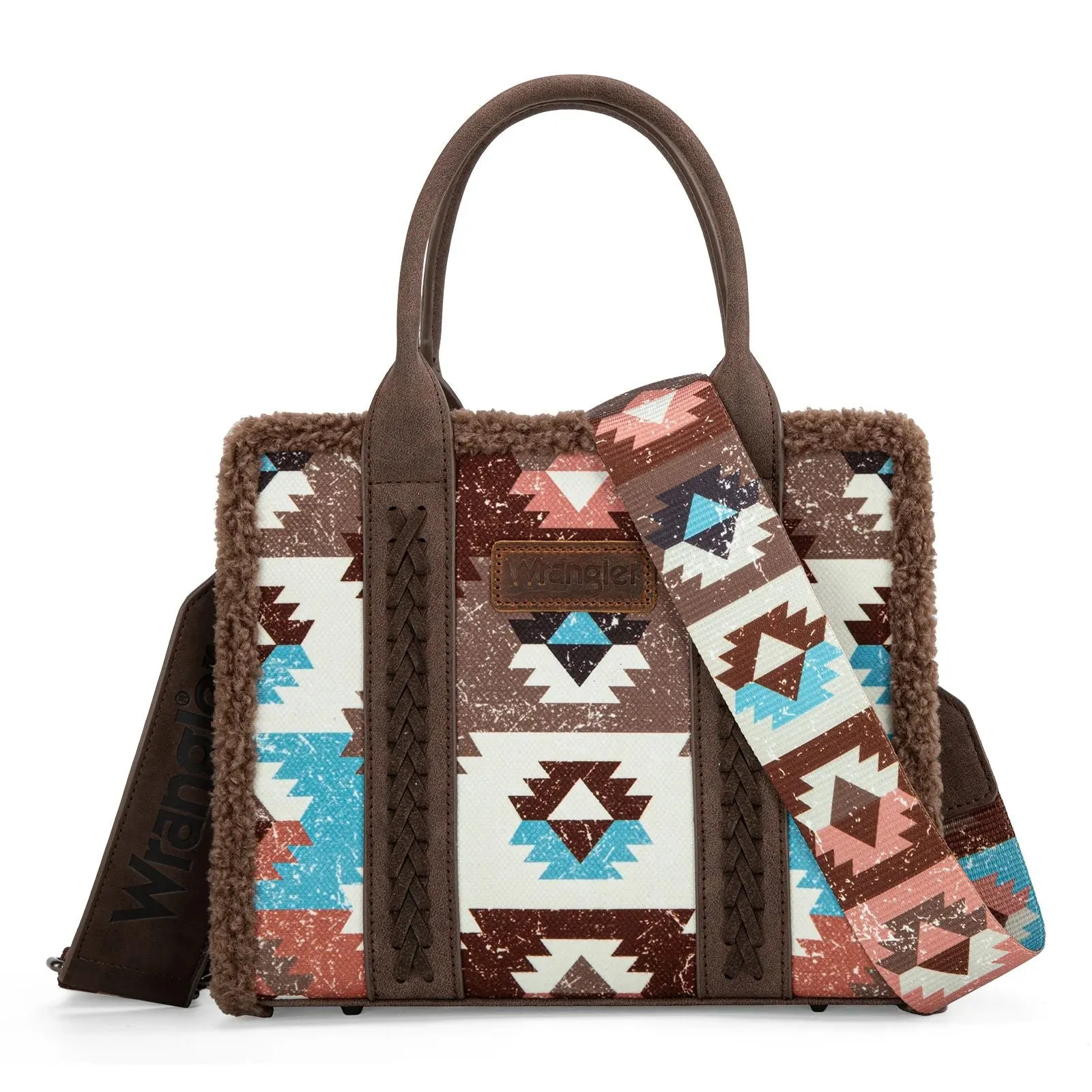 Wrangler Aztec Sherpa Trim Crossbody Purse
