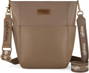 Wrangler MEDIUM Crossbody Bag for Women Vegan Leather Bucket Handbags with Guitar Strap